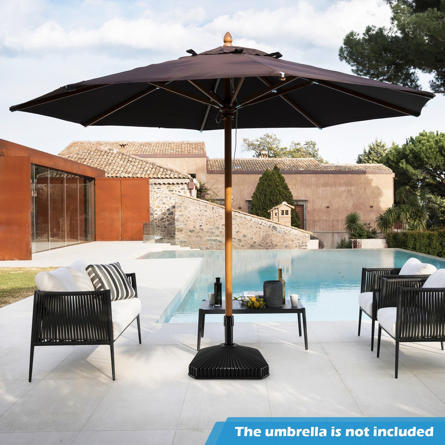 Fillable Umbrella Base with Shell Texture - 44 lb Capacity
