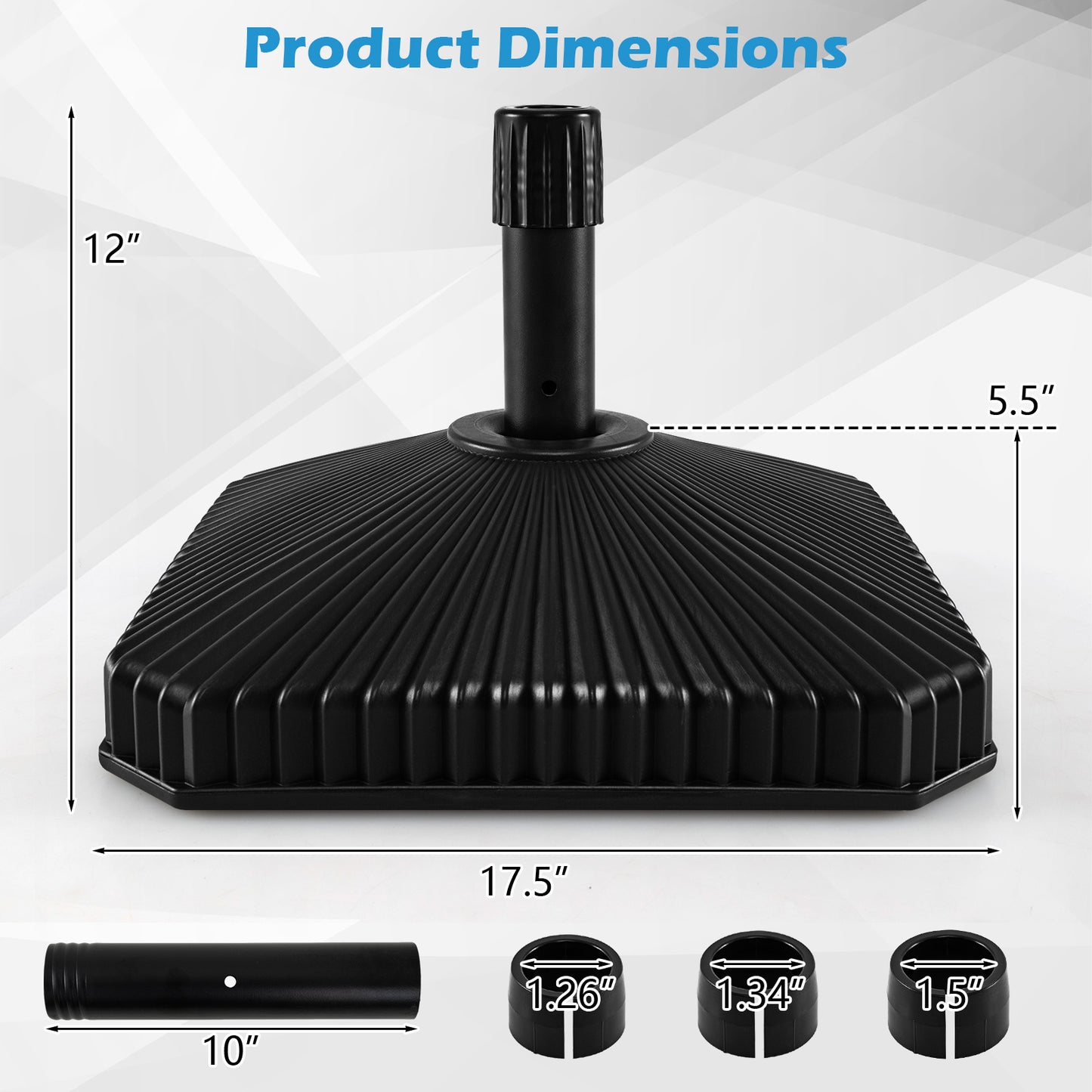 Fillable Umbrella Base with Shell Texture - 44 lb Capacity