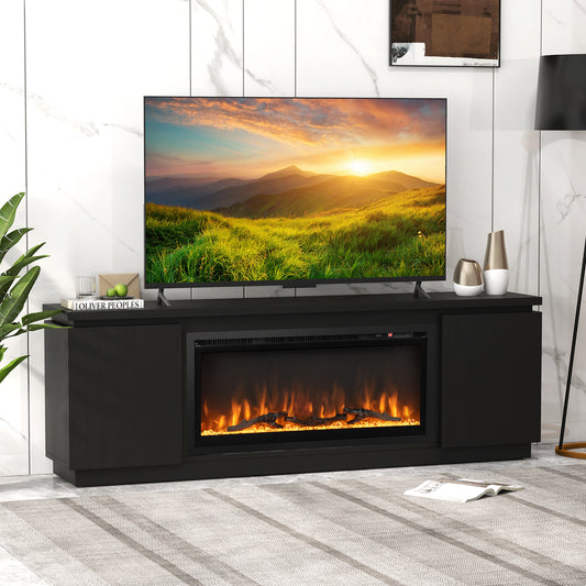 Fireplace TV Stand for TVs up to 80 Inch with 3 Adjustable Shelves-Black