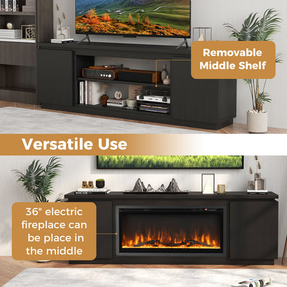 Fireplace TV Stand for TVs up to 80 Inch with 3 Adjustable Shelves-Black
