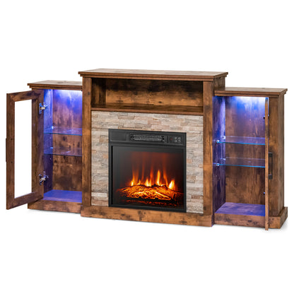 Fireplace TV Stand with 16-Color Led Lights for TVs up to 65 Inch