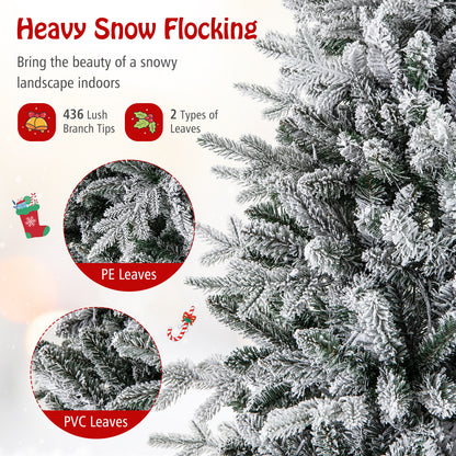 4.5 Feet Flocked Christmas Tree with 8 Lighting Modes and Multi-Color LED Lights-4.5 ft