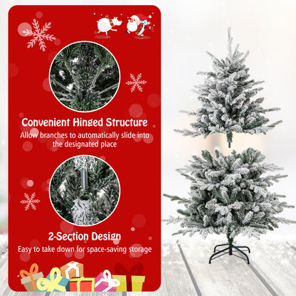 4.5 Feet Flocked Christmas Tree with 8 Lighting Modes and Multi-Color LED Lights-4.5 ft