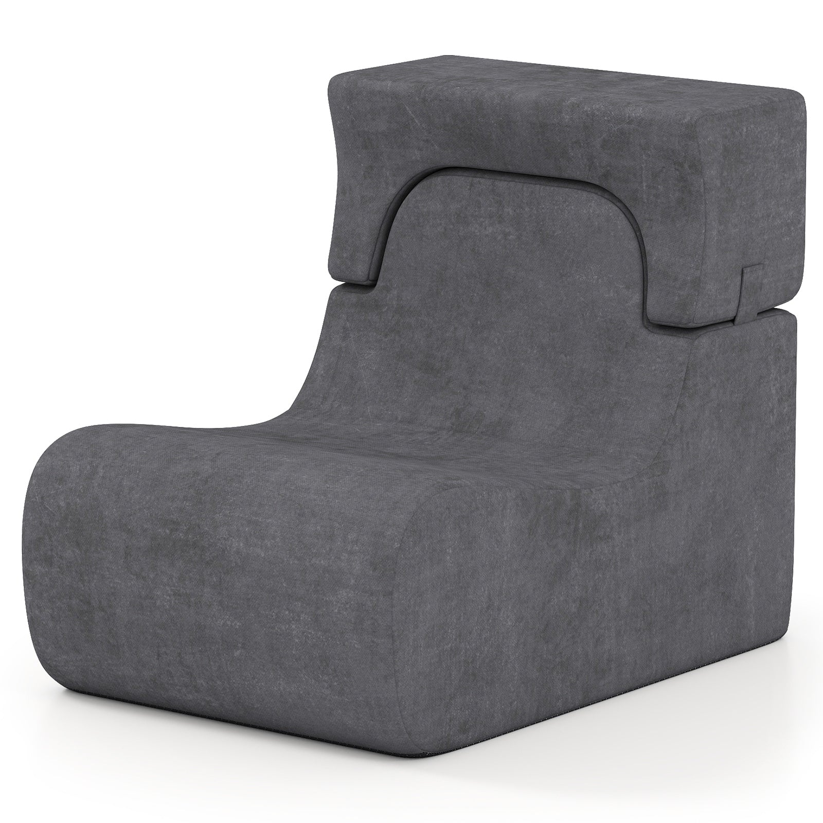 Floor Chair Lazy Sofa with Detachable Headrest-Gray