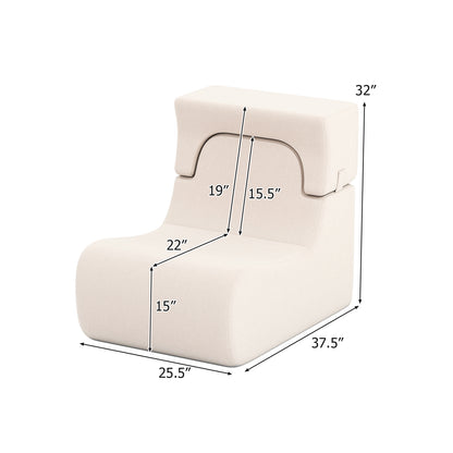 Floor Chair Lazy Sofa with Detachable Headrest-Beige