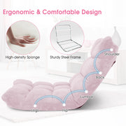 14-Position Adjustable Cushioned Floor Chair-Light Pink