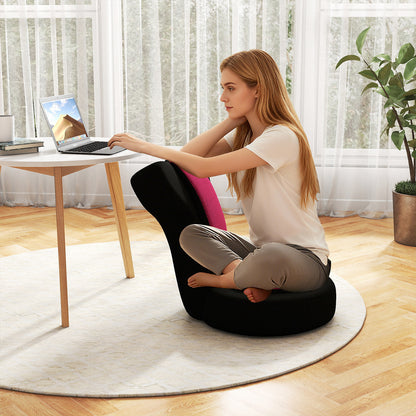 Floor Comfy Gaming Leisure Chair with Adjustable Headrest and Backrest-Pink