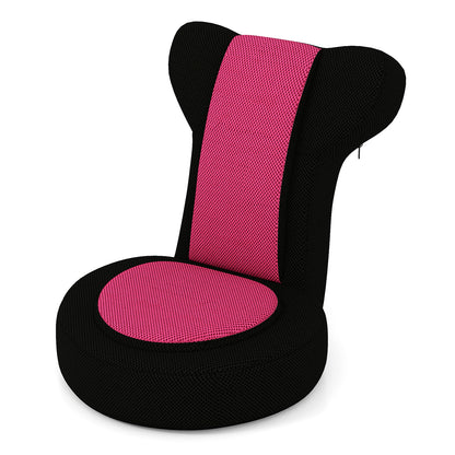 Floor Comfy Gaming Leisure Chair with Adjustable Headrest and Backrest-Pink