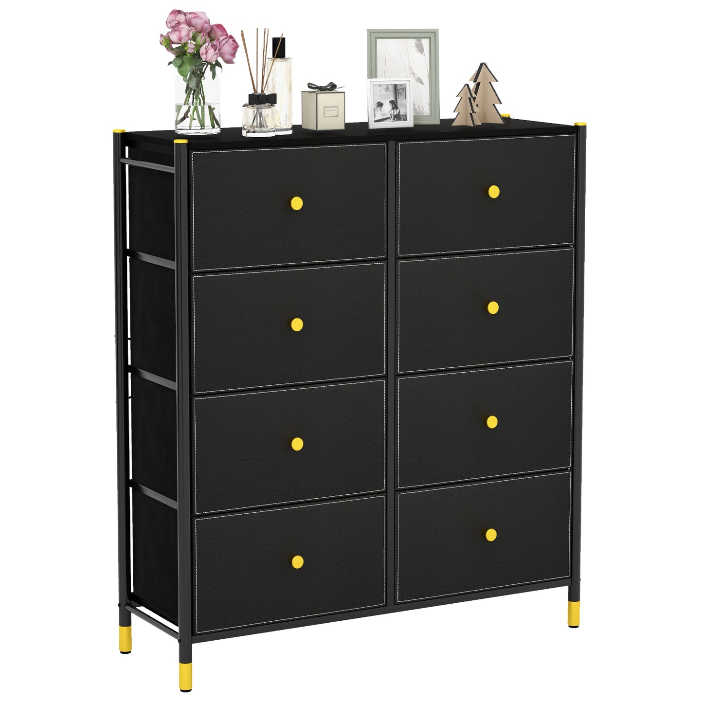 8-Drawer Fabric Dresser with Metal Frame and Storage Bins