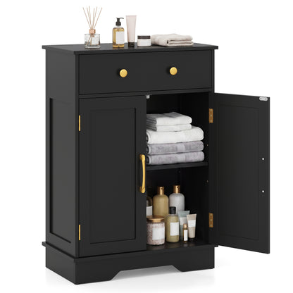 Floor Storage Cabinet with Drawer and Adjustable Shelf