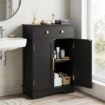 Floor Storage Cabinet with Drawer and Adjustable Shelf