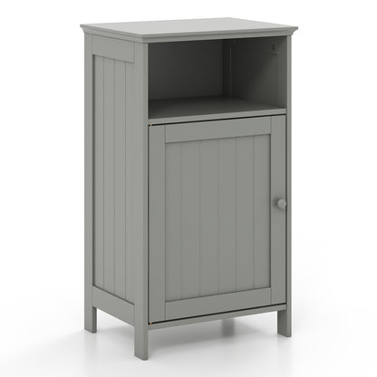 Bathroom Freestanding Floor Storage Cabinet with Adjustable Shelf-Black - Gray