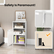 Bathroom Freestanding  Adjustable Shelf Floor Storage Cabinet-White