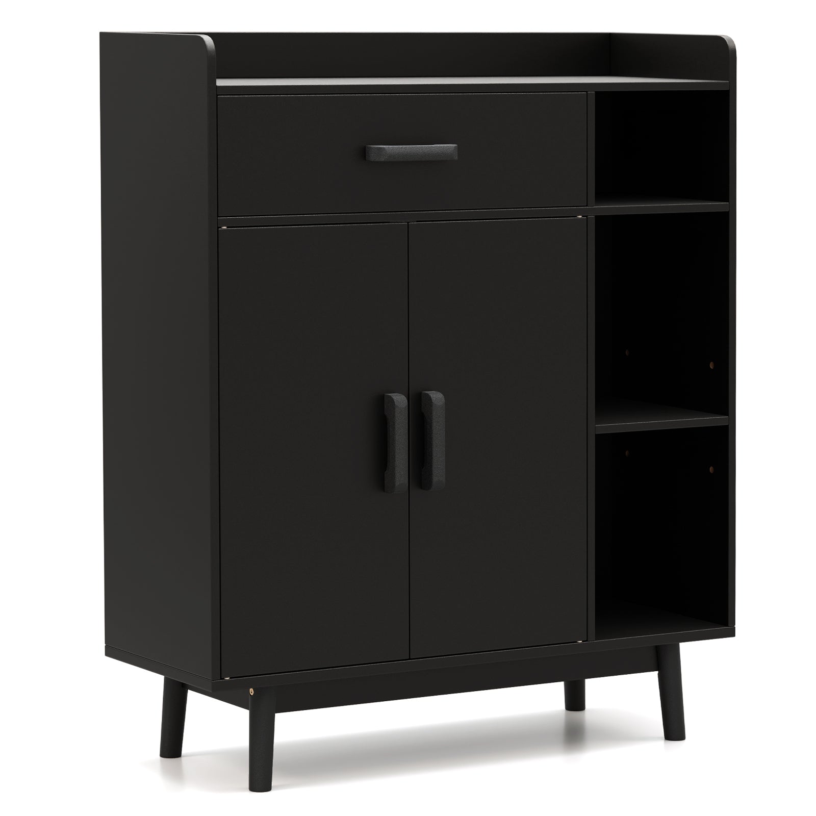 Floor Storage Cabinet Free Standing Cupboard Chest - Black