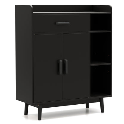 Floor Storage Cabinet Free Standing Cupboard Chest - Black