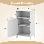 Bathroom Freestanding  Adjustable Shelf Floor Storage Cabinet-White