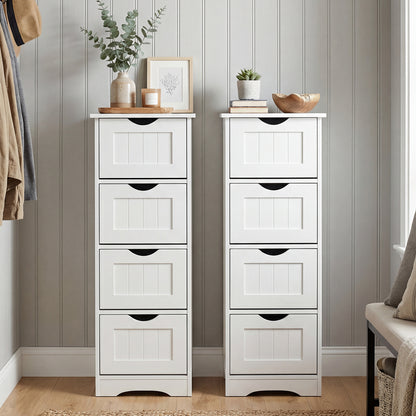 Floor Wooden Free Standing Storage Side Organizer for Bathroom-White