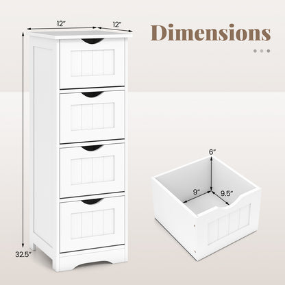 Floor Wooden Free Standing Storage Side Organizer for Bathroom-White
