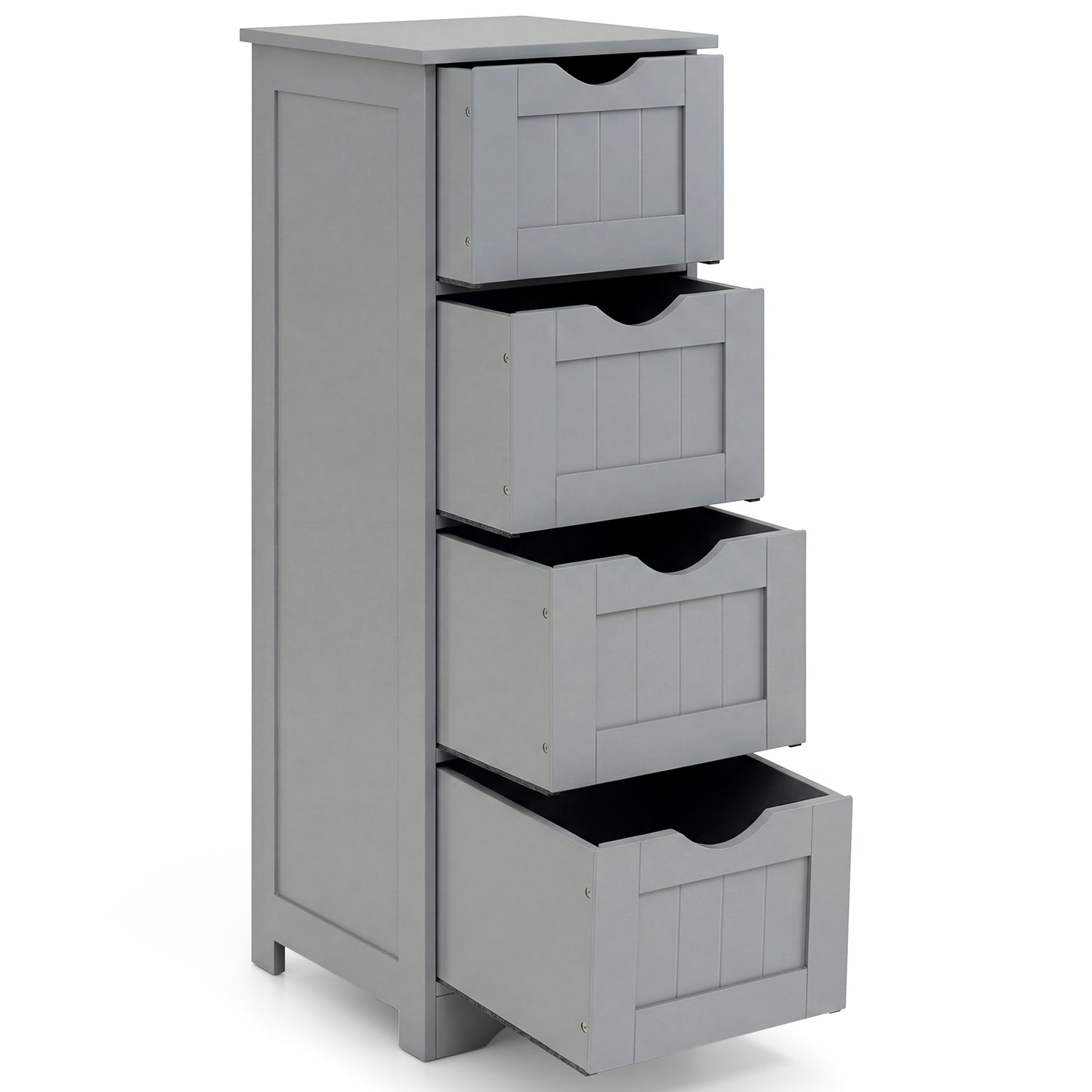 Floor Wooden Free Standing Storage Side Organizer for Bathroom-Gray
