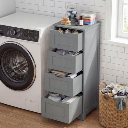 Floor Wooden Free Standing Storage Side Organizer for Bathroom-Gray