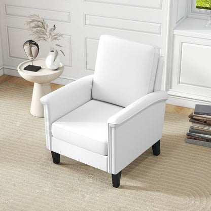 Floral Accent Chair Farmhouse Boho Armchair with Solid Wood Legs and High Back-Beige