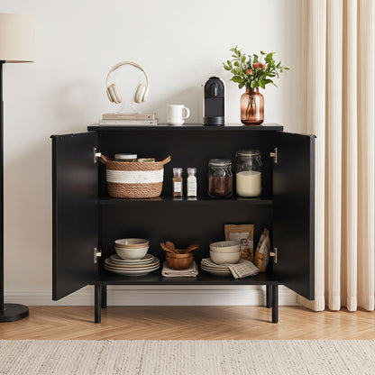 Fluted Buffet Cabinet with 2-Door Storage