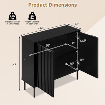 Fluted Buffet Cabinet with 2-Door Storage