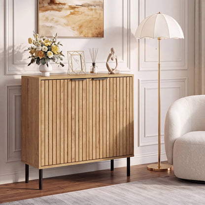 Fluted Buffet Cabinet with 2-Door Storage