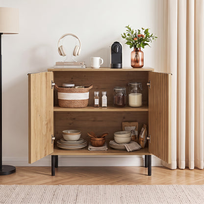 Fluted Buffet Cabinet with 2-Door Storage