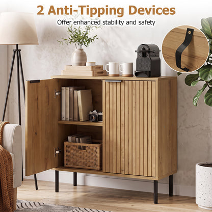 Fluted Buffet Cabinet with 2-Door Storage