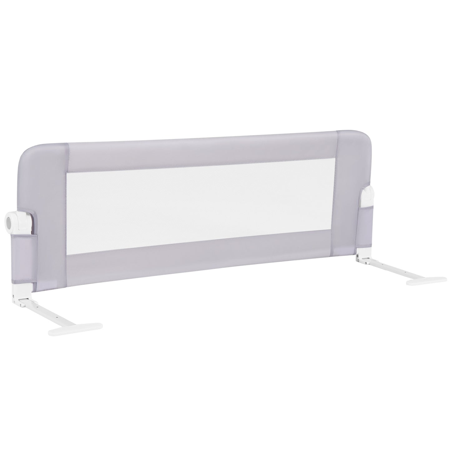 Foldable Bed Rail with Swing Down Design - Light Gray