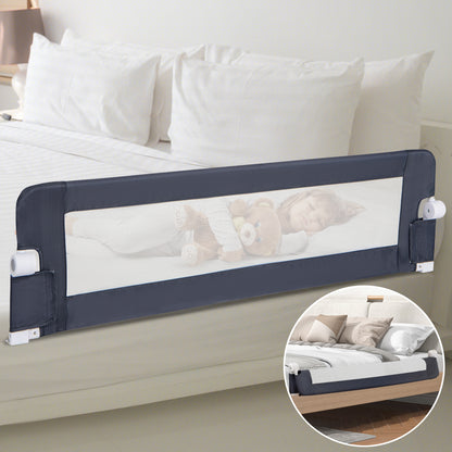 60-Inch Foldable Bed Rail Swing Down Baby Bed Guard Rail with Adjustable Safety Strap