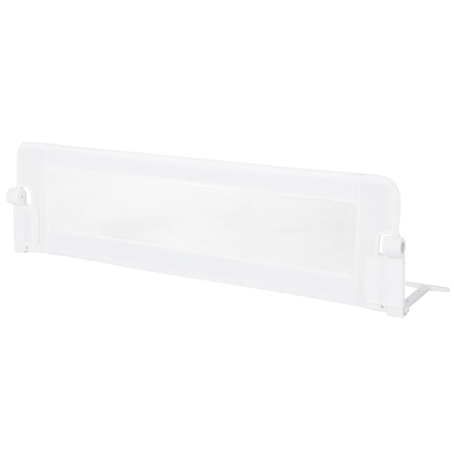 60-Inch Foldable Bed Rail Swing Down Baby Bed Guard Rail with Adjustable Safety Strap-Grey - White
