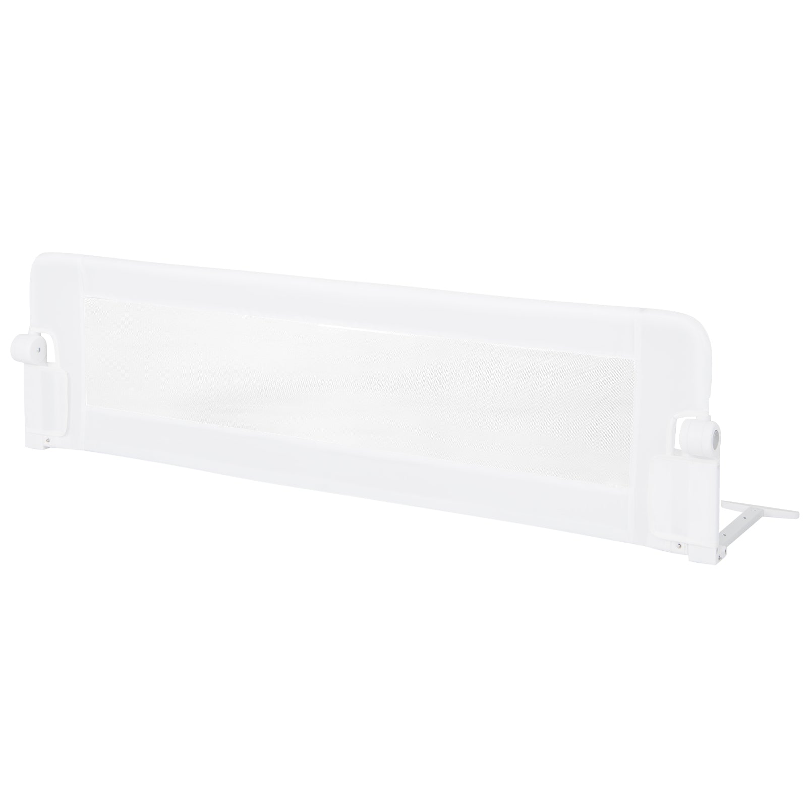 60-Inch Foldable Bed Rail Swing Down Baby Bed Guard Rail with Adjustable Safety Strap-Grey - White