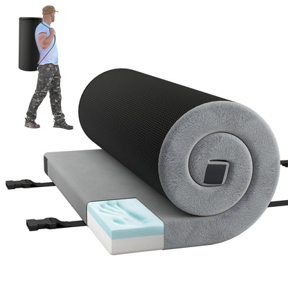 Foldable Camping Mattress with High density foam Cushion and Anti-slip Bottom-Navy - Gray