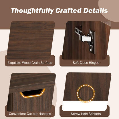 Foldable Coffee Table with Storage Cabinet Extendable Center Table-Walnut