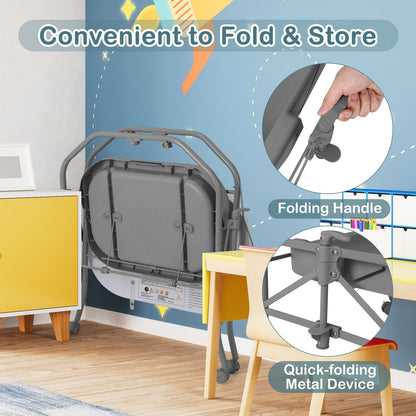 Foldable Diaper Changing Table on Wheels with Bathtub for 0-12 Months Old Babies and Infants
