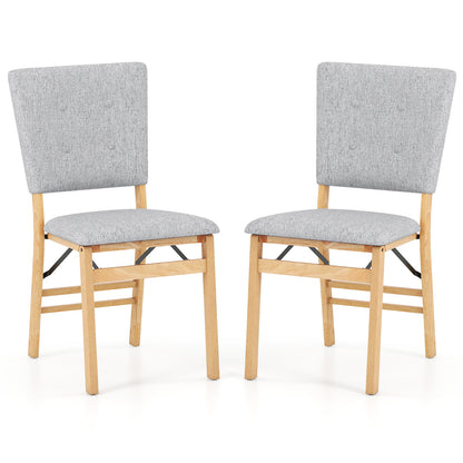 Foldable Dining Chair Set of 2 Armless Kitchen Chair with Padded Seat and Tilt Backrest-Gray