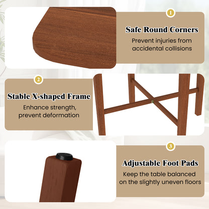 Foldable Dining Table for 2-4 People with Rubber Wood Legs for Small Space-Walnut