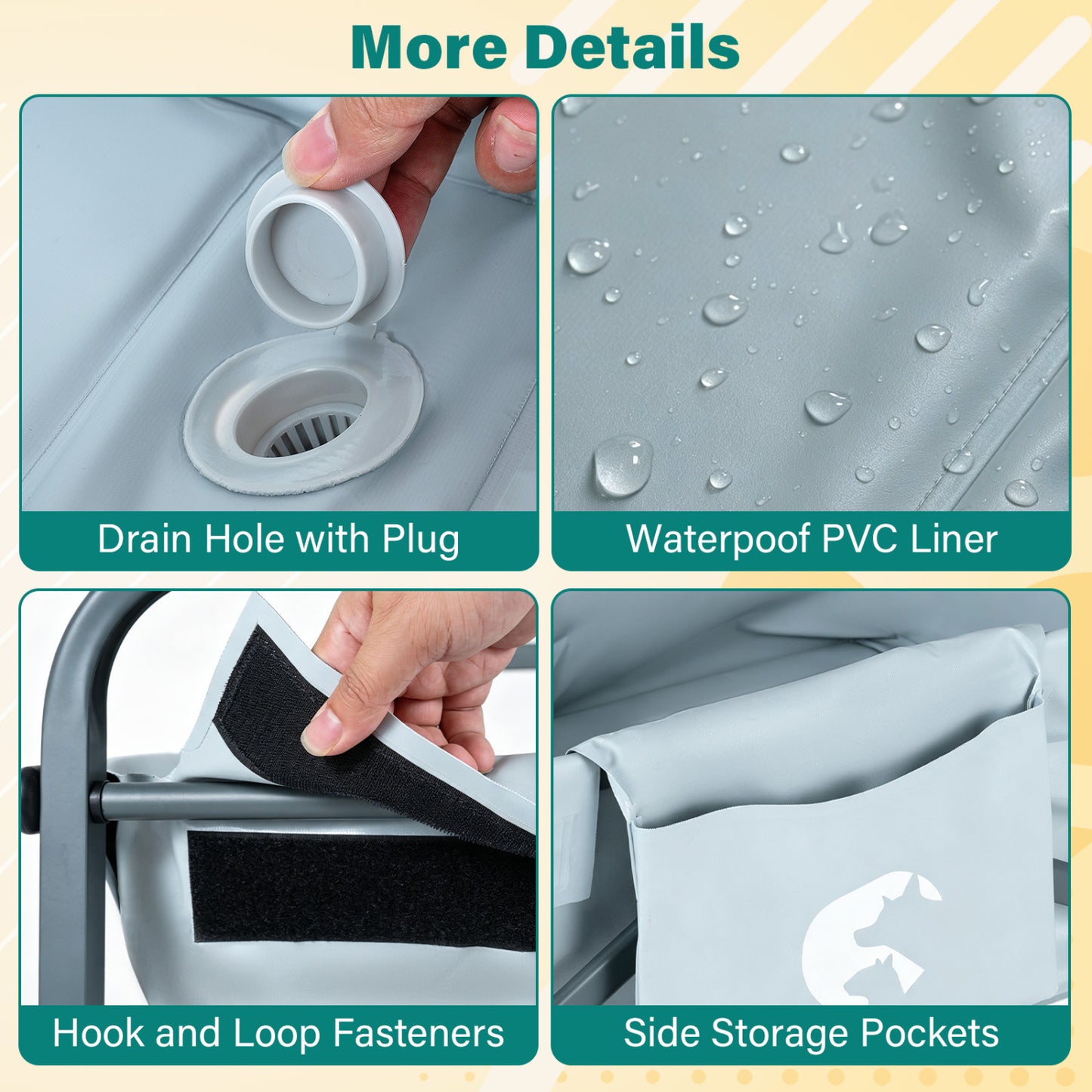 Foldable Dog Bath Cart with Adjustable Height & 4 Wheels
