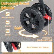 Foldable Double Pet Stroller with Adjustable Sunshade and Storage Basket-Navy