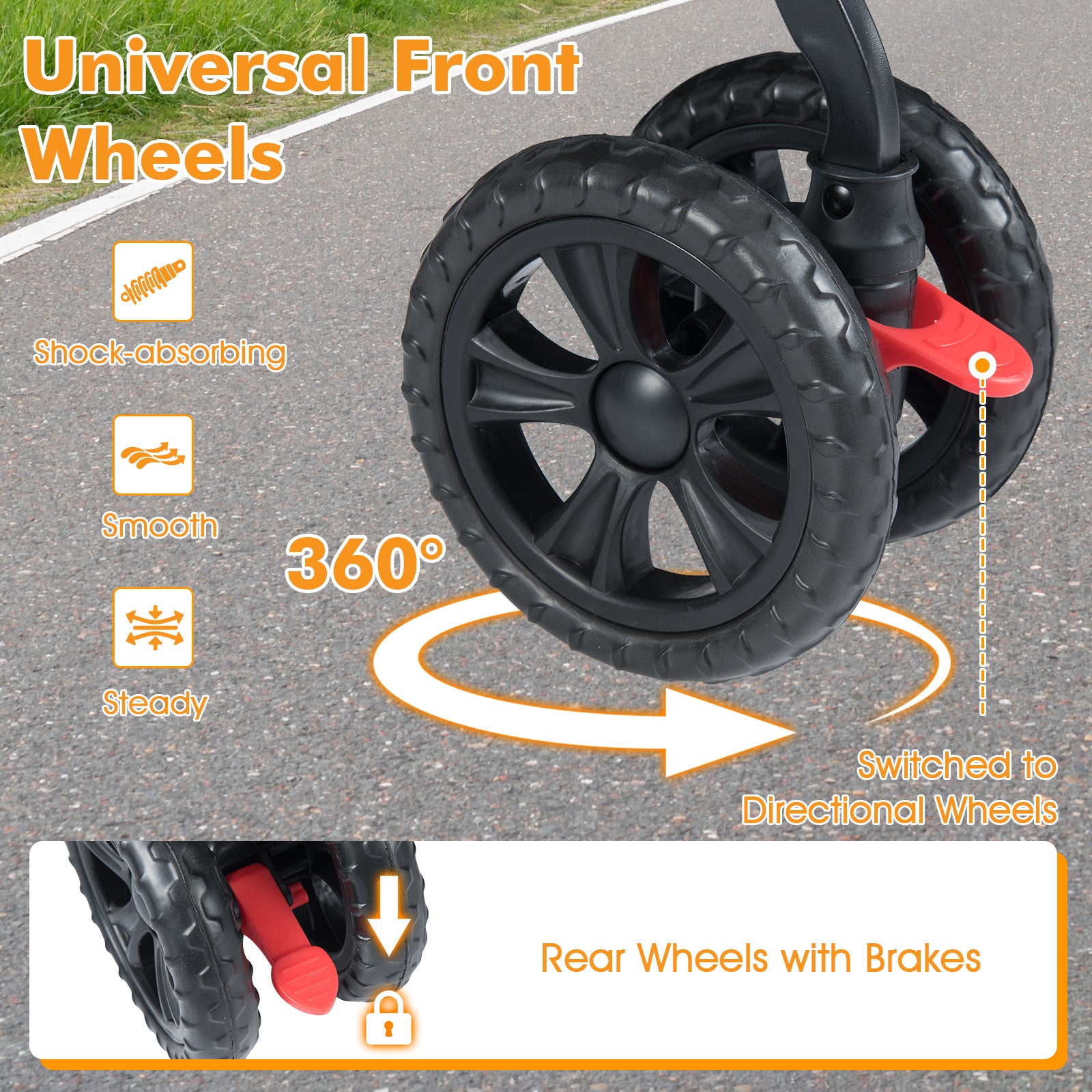 Foldable Double Pet Stroller with Adjustable Sunshade and Storage Basket-Navy