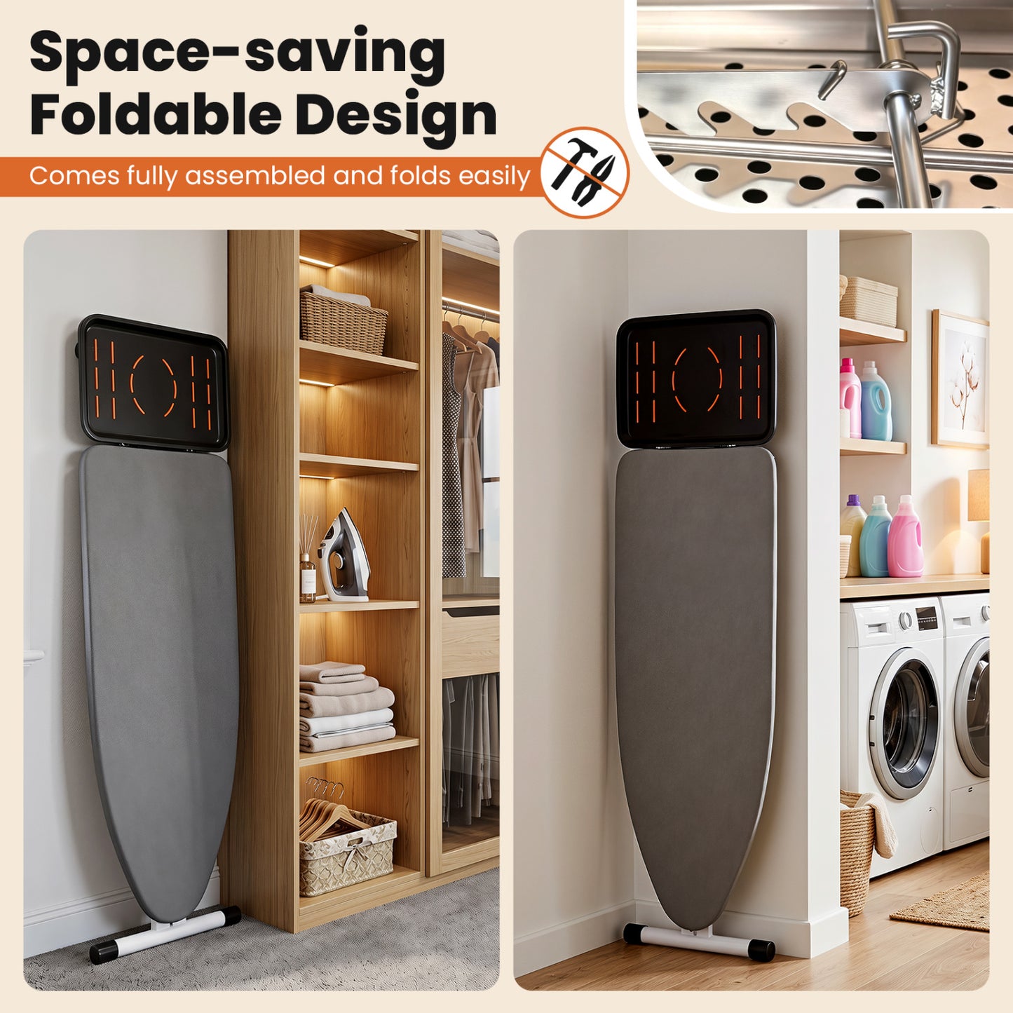 Full Size Foldable Ironing Board with 7 Adjustable Heights