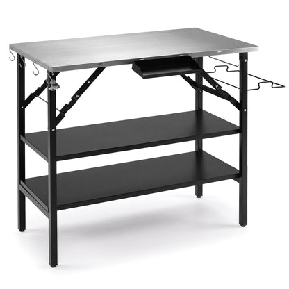 Foldable Outdoor Cook Station with Removable Shelves