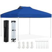 10 X 10 FT Foldable Outdoor Patio Shelter Canopy Tent with 1-Push Center Lock-Blue