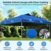 10 X 10 FT Foldable Outdoor Patio Shelter Canopy Tent with 1-Push Center Lock-Blue