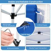 10 X 10 FT Foldable Outdoor Patio Shelter Canopy Tent with 1-Push Center Lock-Blue