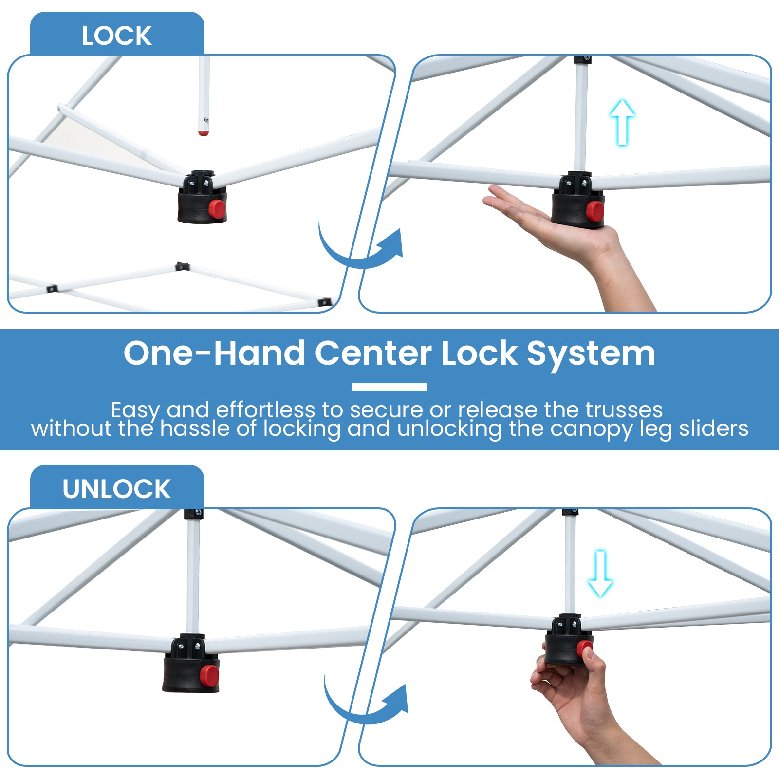 10 X 10 FT Foldable Outdoor Patio Shelter Canopy Tent with 1-Push Center Lock-Blue