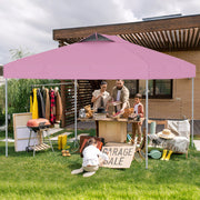 10 X 10 FT Foldable Outdoor Patio Shelter Canopy Tent with 1-Push Center Lock-Pink