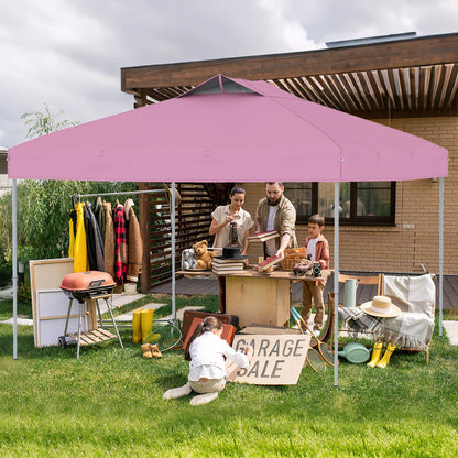 10 X 10 FT Foldable Outdoor Patio Shelter Canopy Tent with 1-Push Center Lock-Pink